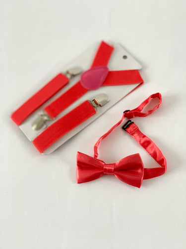 Bow Tie + Suspenders - Coral