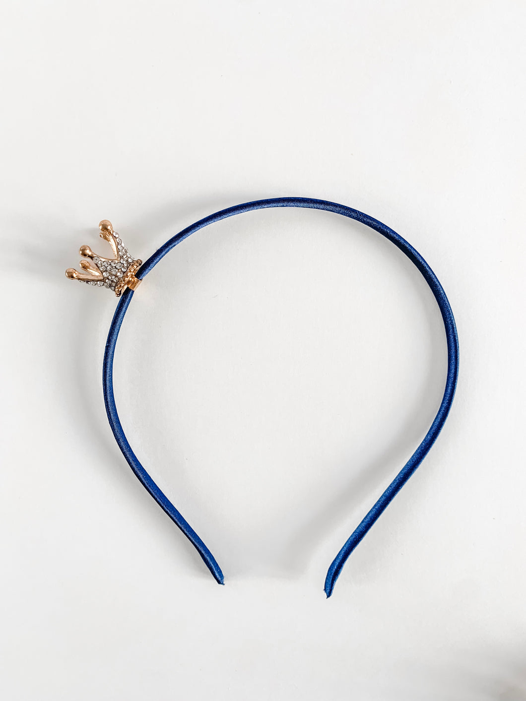 Headband with Rhinestone Tiara - Navy Blue - HB003