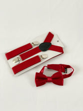 Load image into Gallery viewer, Bow Tie + Suspenders - Burgundy