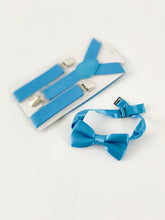 Load image into Gallery viewer, Bow Tie + Suspenders - Sky Blue