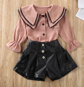 Collar Top & Shorts (Pink)